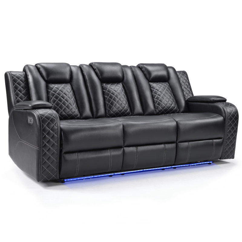 Ivy Bronx Lamica 83.4'' W Breathable Leather Dual-Motor Power